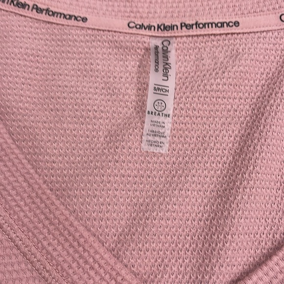 Calvin Klein Performance Pink Ruched Tie at Sides T-Shirt - Picture 2 of 4